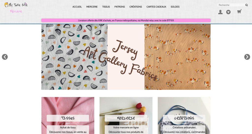 Capture du site de By Tatie Fofie - Mercerie