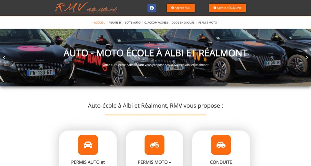 Capture du site de RMV Auto-école