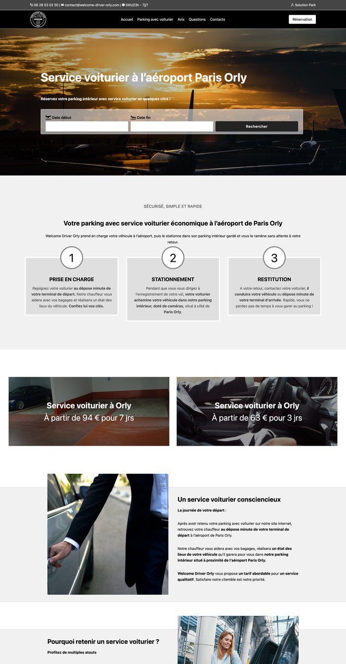Site de réservation de parking réalisé par VivaWeb (exemple 3)