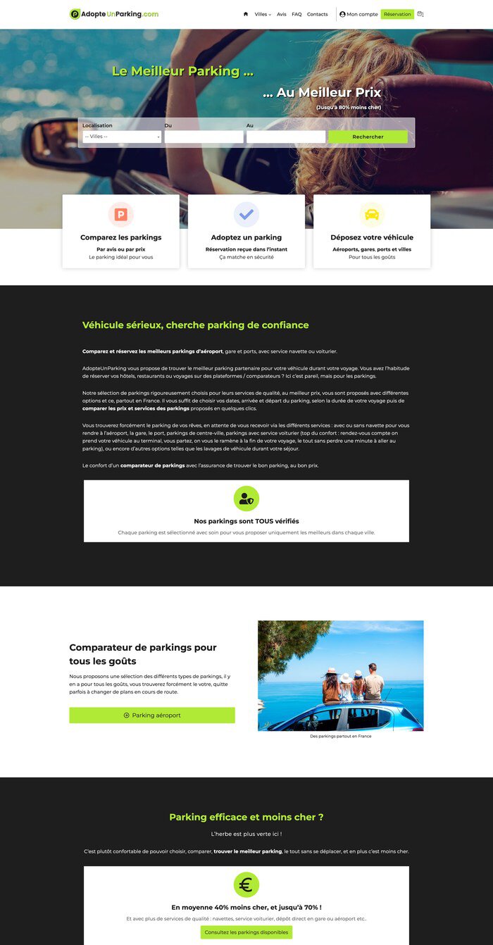 Site de réservation de parking réalisé par VivaWeb (exemple 6)