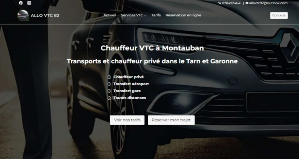 Capture du site de ALLO VTC 82