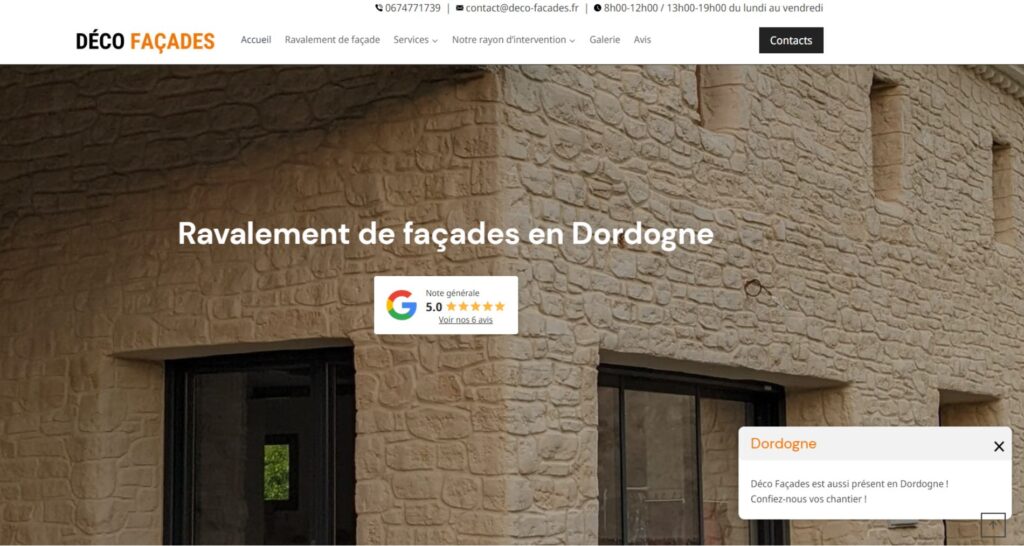 Capture du site de Déco Façades