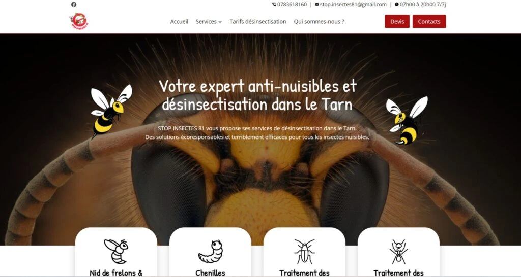 Capture du site de STOP INSECTES 81