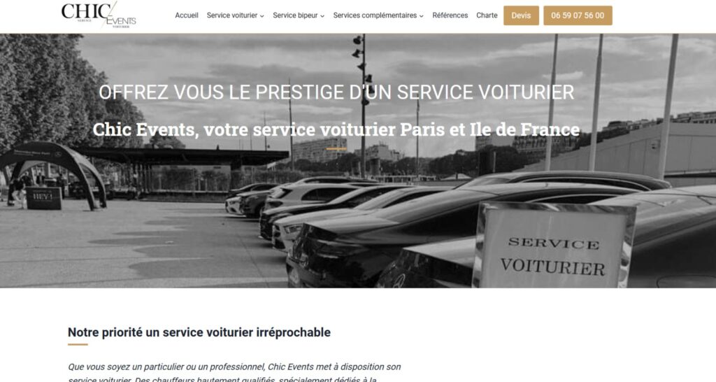 Capture du site de Chic Events