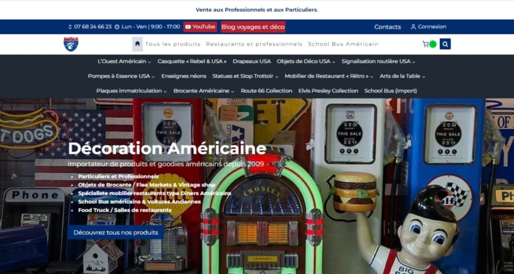 Capture du site de Déco Américaine