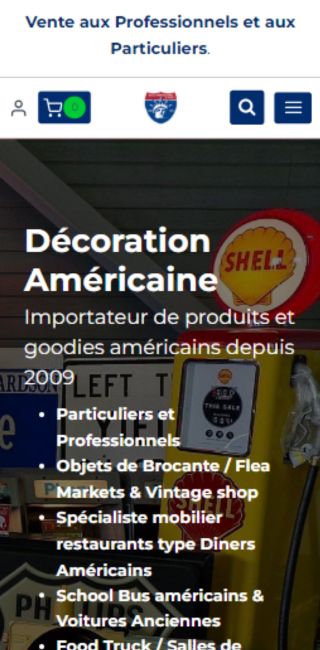 Version mobile du site Déco Américaine