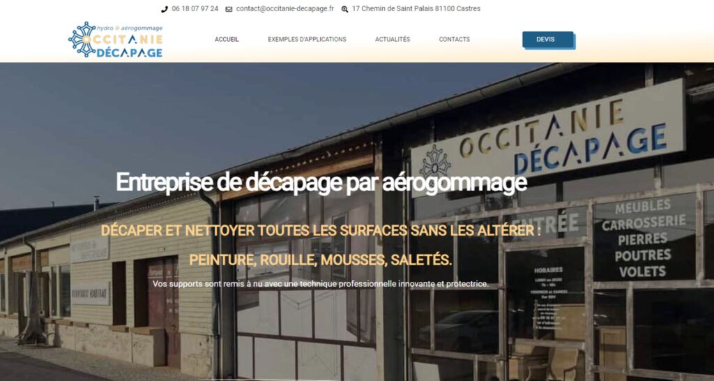 Capture du site de Occitanie décapage