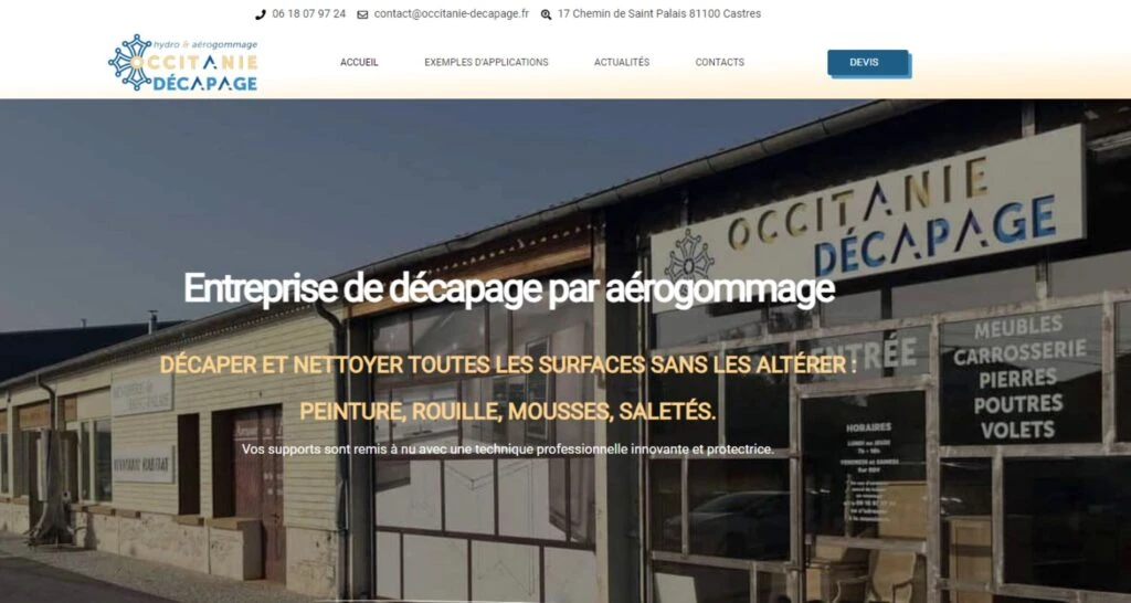 Capture du site de Occitanie décapage