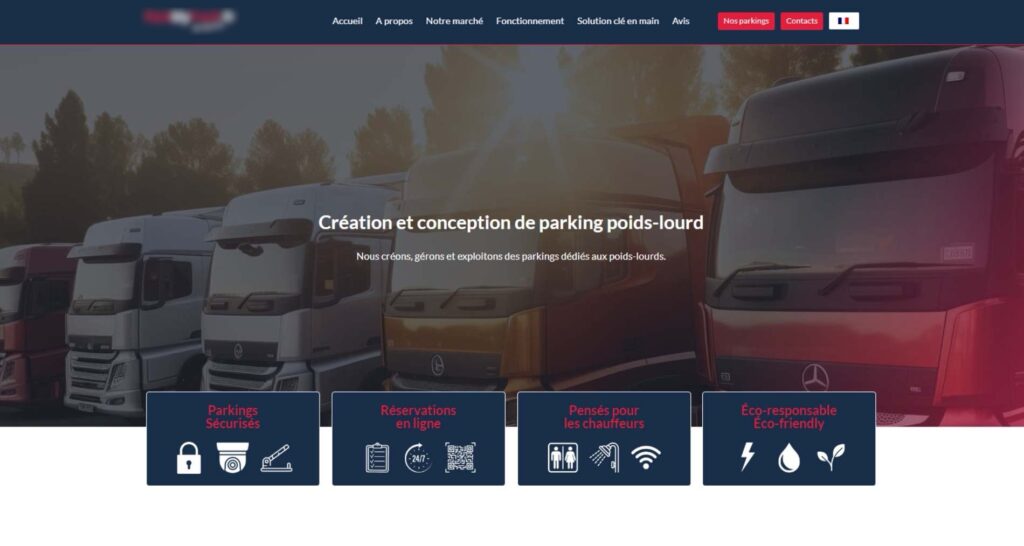 Capture du site de PMT gestion de parkings poids-lourds