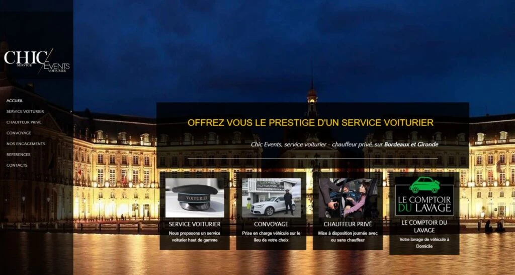 Capture du site de Chic Events Bordeaux