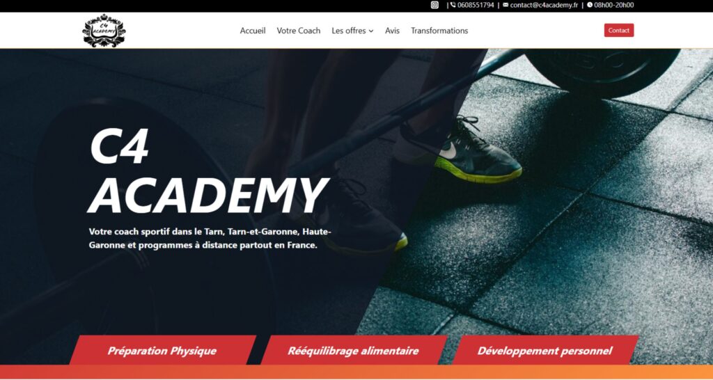 Capture du site de C4 ACADEMY