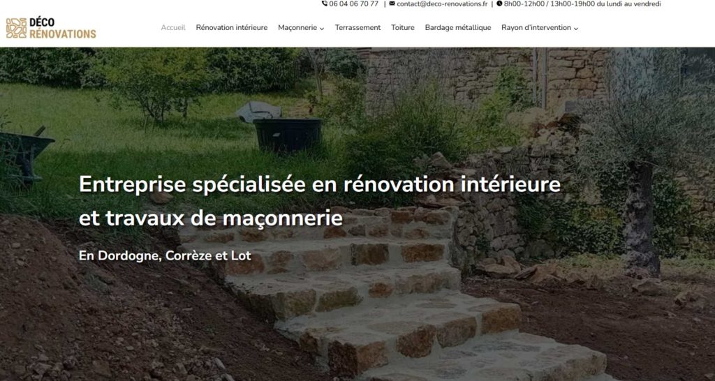Capture du site de Déco-Rénovations