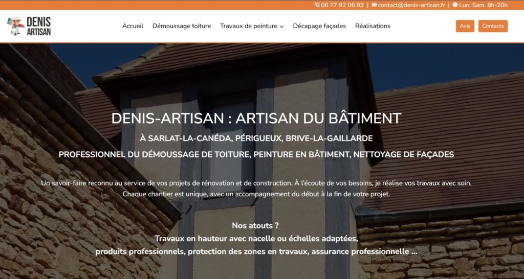 Capture du site de DENIS Artisan