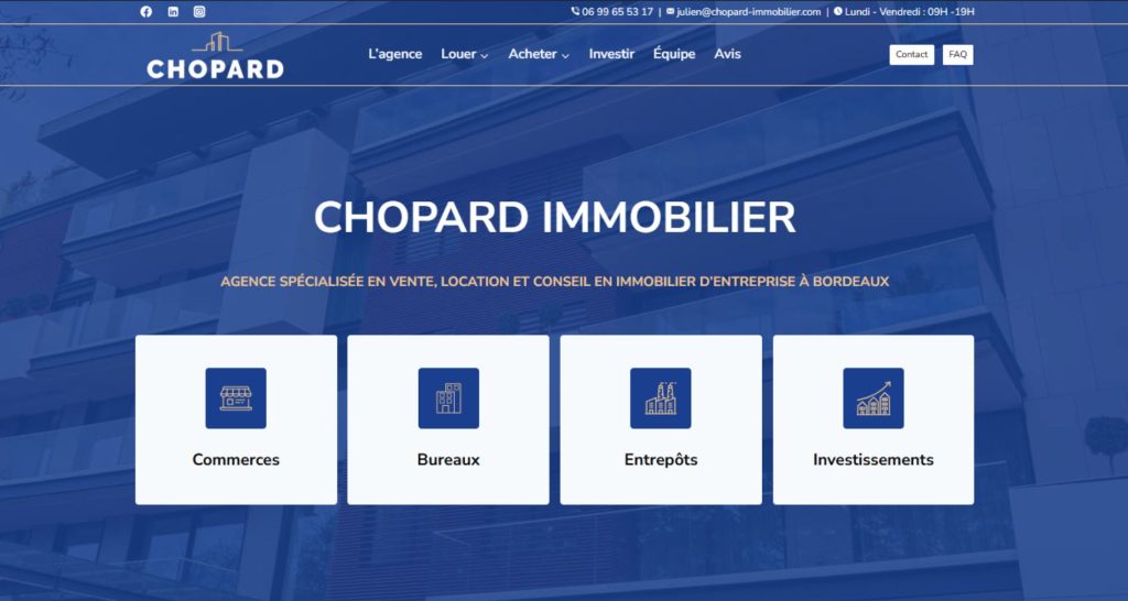 Capture du site de CHOPARD IMMOBILIER
