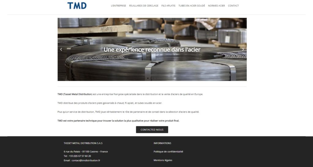 Capture du site de TM DISTRIBUTION