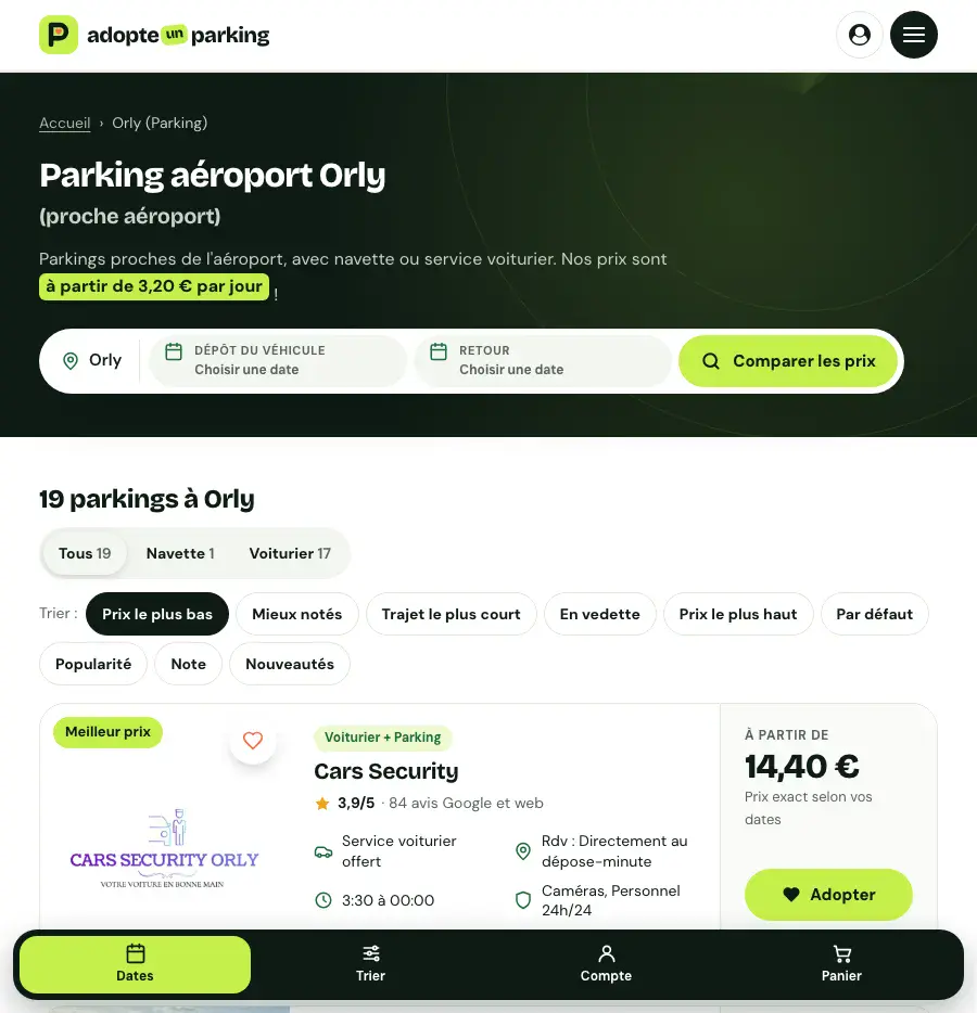 Capture du site de AdopteUnParking