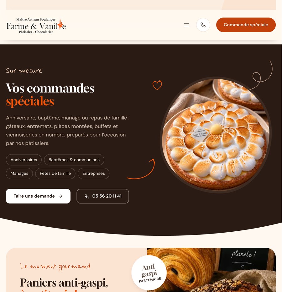 Capture du site de Farine & Vanille