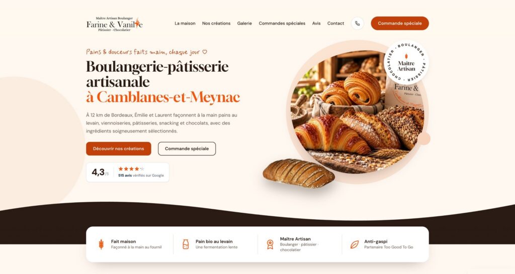 Capture du site de Farine & Vanille