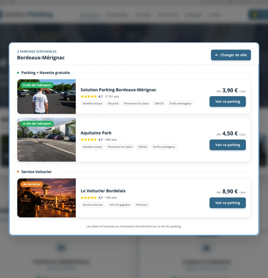 Capture du site de Solution Parking