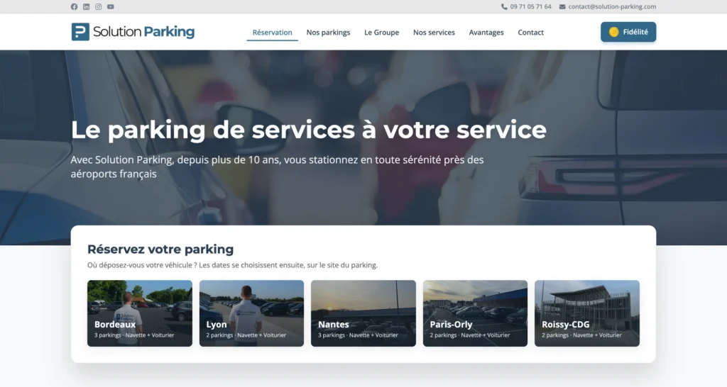 Capture du site Solution Parking