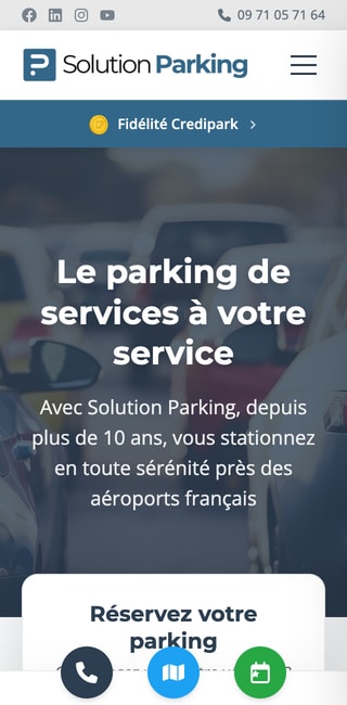Version mobile du site Solution Parking