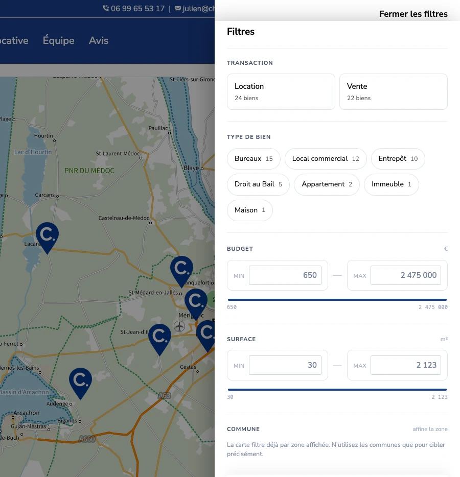 Capture du site de CHOPARD IMMOBILIER