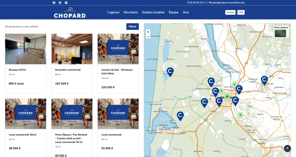 Capture du site de CHOPARD IMMOBILIER